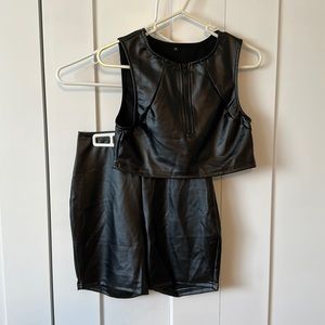 Faux Leather Two Piece Set